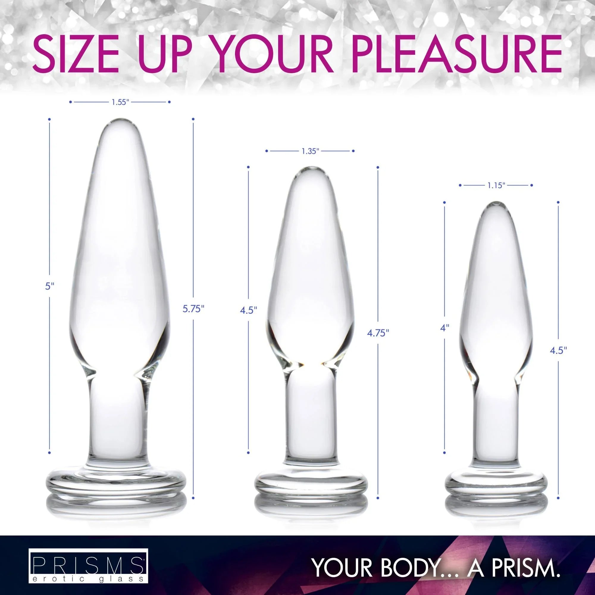 Prisms Erotic Glass Dosha 3 Piece Glass Plug Kit - Buy At Luxury Toy X - Free 3-Day Shipping