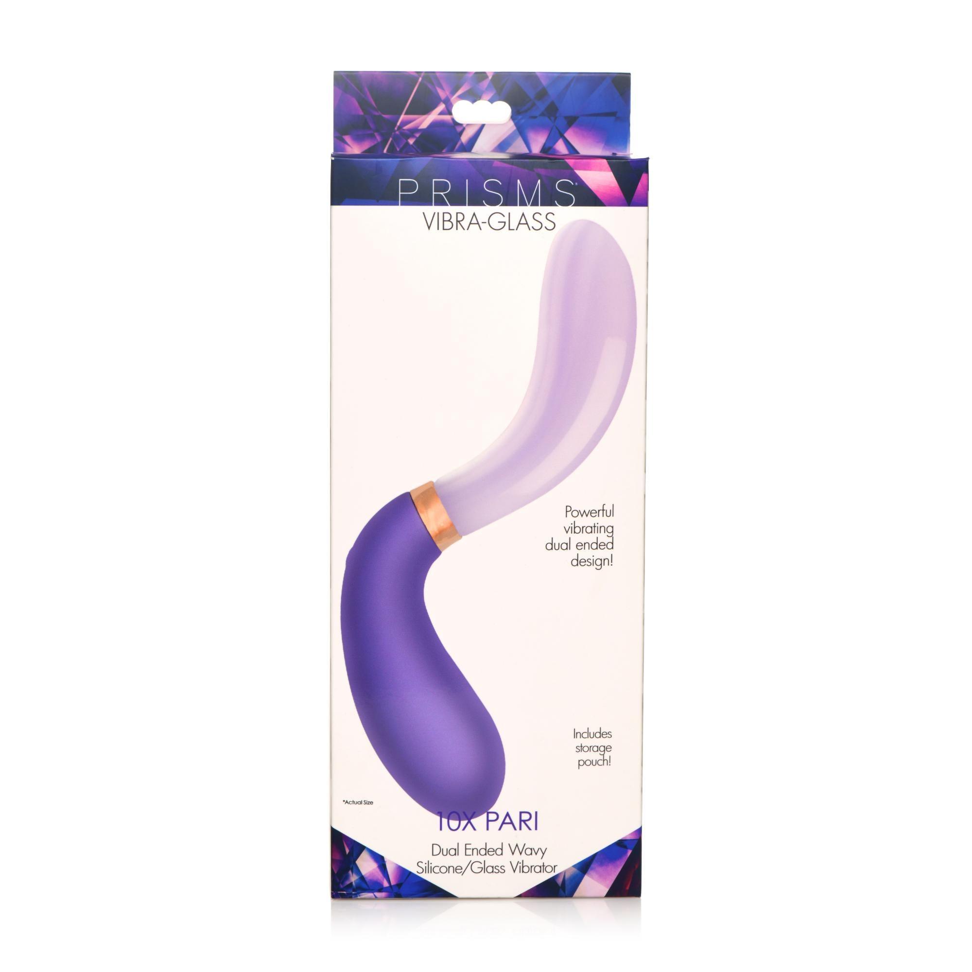 Prisms Erotic Glass Vibra-Glass 10X Pari Dual Ended Wavy Silicone/Glass Vibrator - Buy At Luxury Toy X - Free 3-Day Shipping