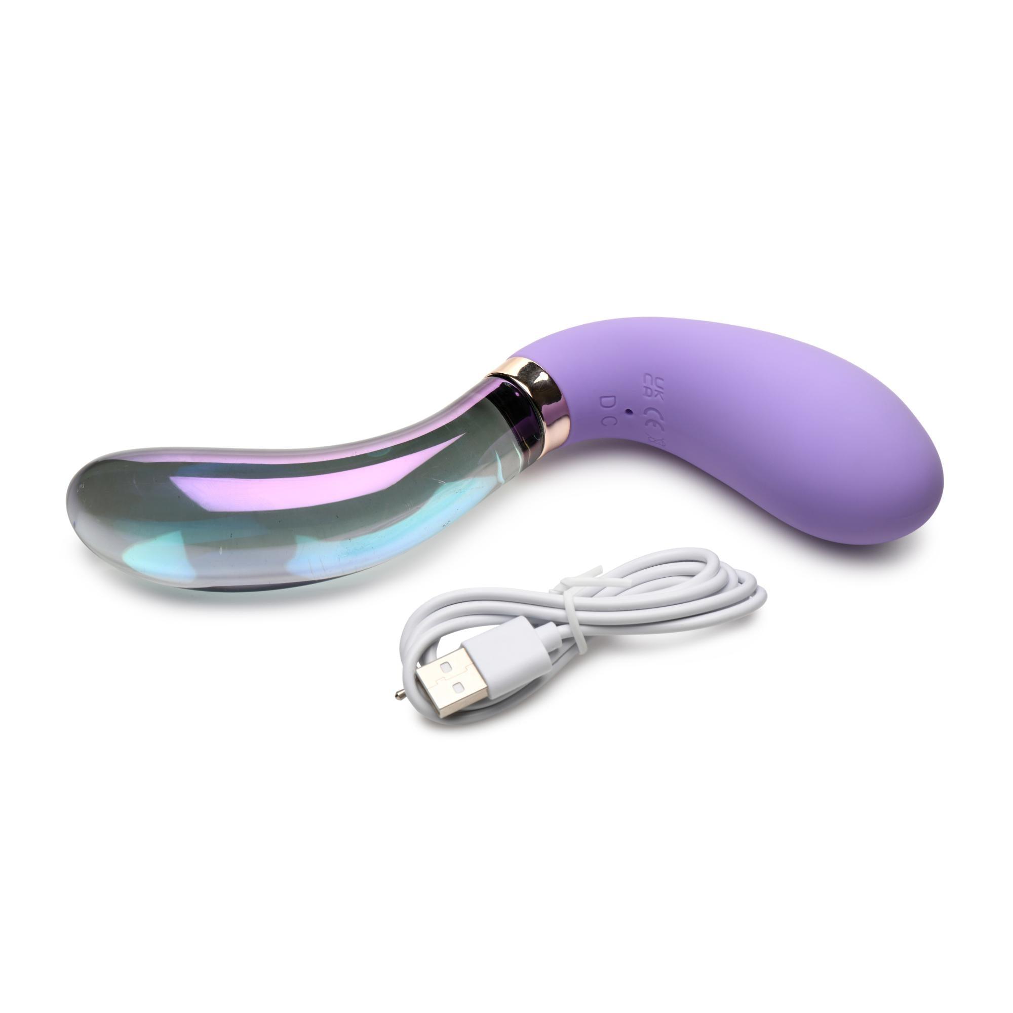 Prisms Erotic Glass Vibra-Glass 10X Pari Dual Ended Wavy Silicone/Glass Vibrator - Buy At Luxury Toy X - Free 3-Day Shipping