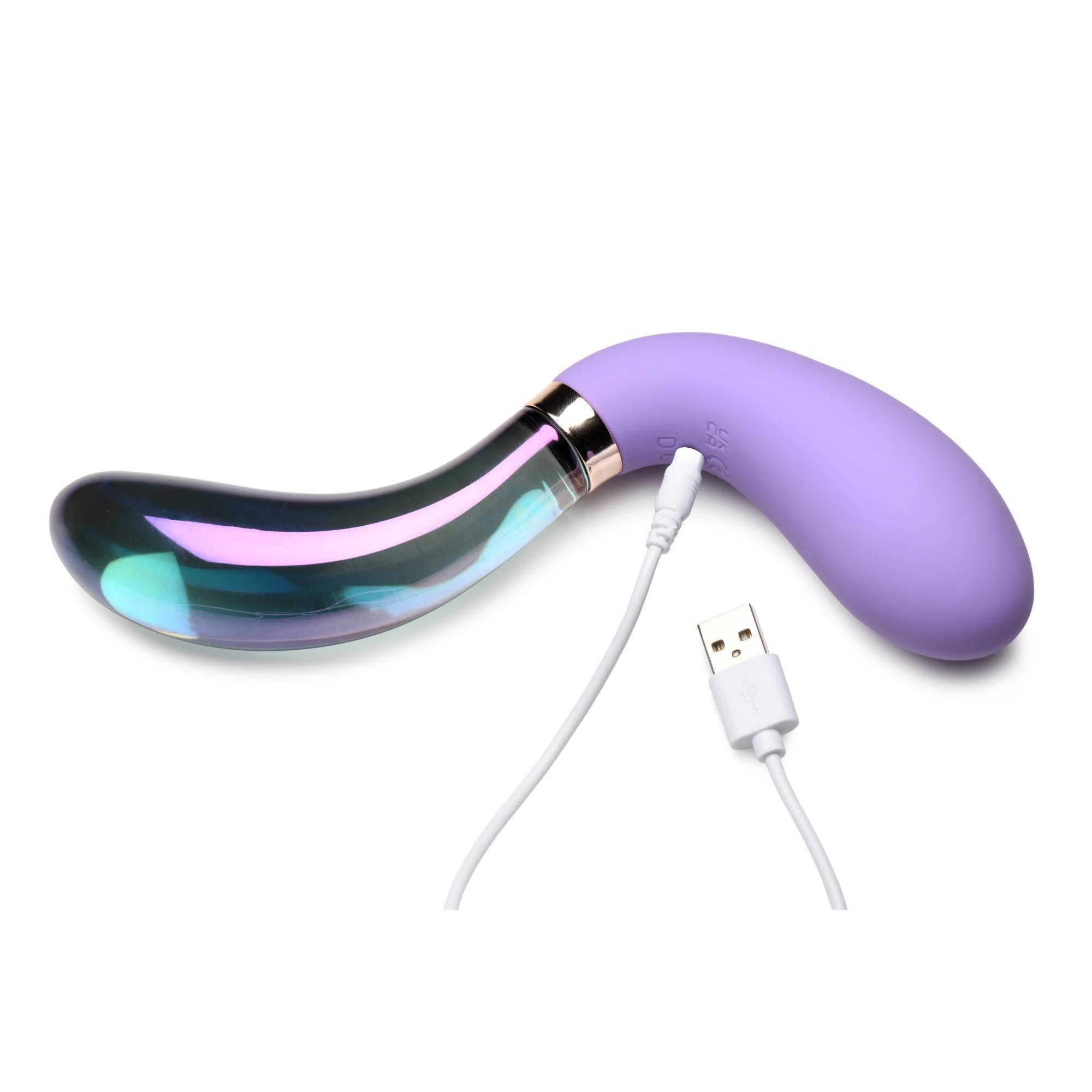 Prisms Erotic Glass Vibra-Glass 10X Pari Dual Ended Wavy Silicone/Glass Vibrator - Buy At Luxury Toy X - Free 3-Day Shipping