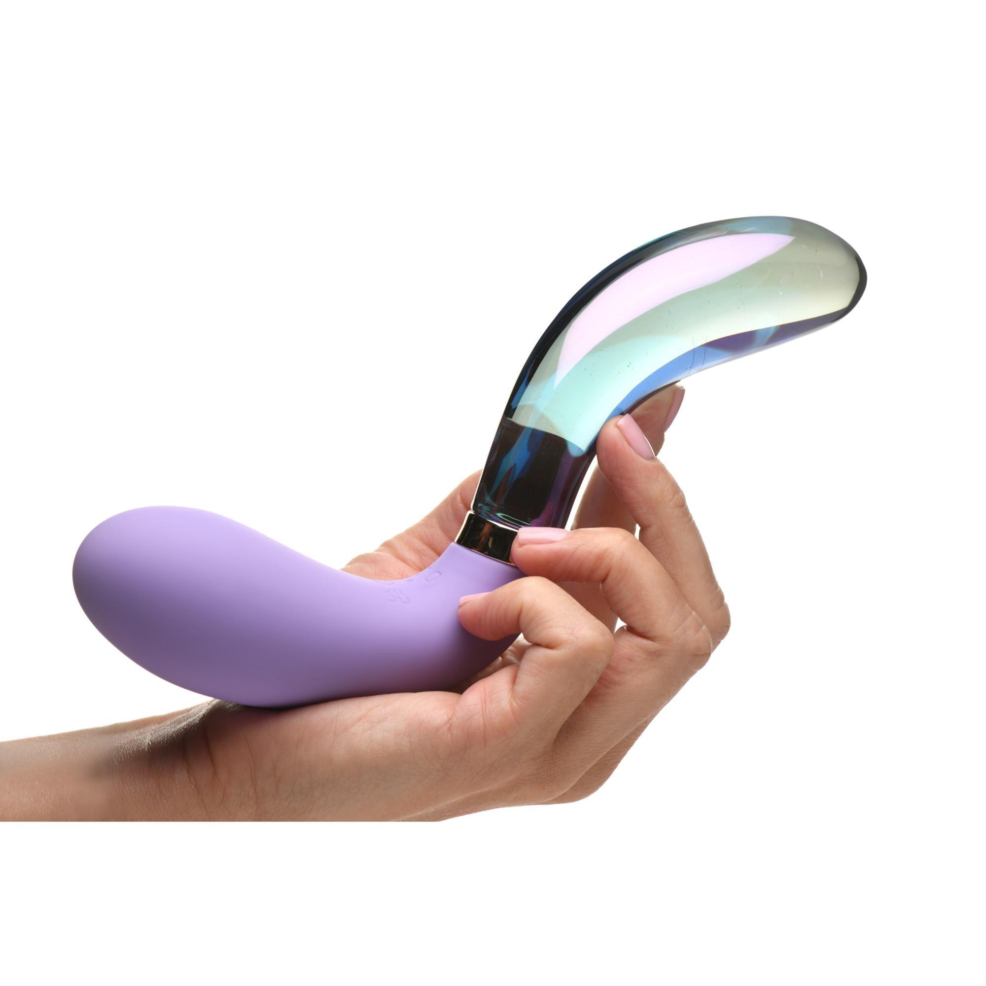 Prisms Erotic Glass Vibra-Glass 10X Pari Dual Ended Wavy Silicone/Glass Vibrator - Buy At Luxury Toy X - Free 3-Day Shipping