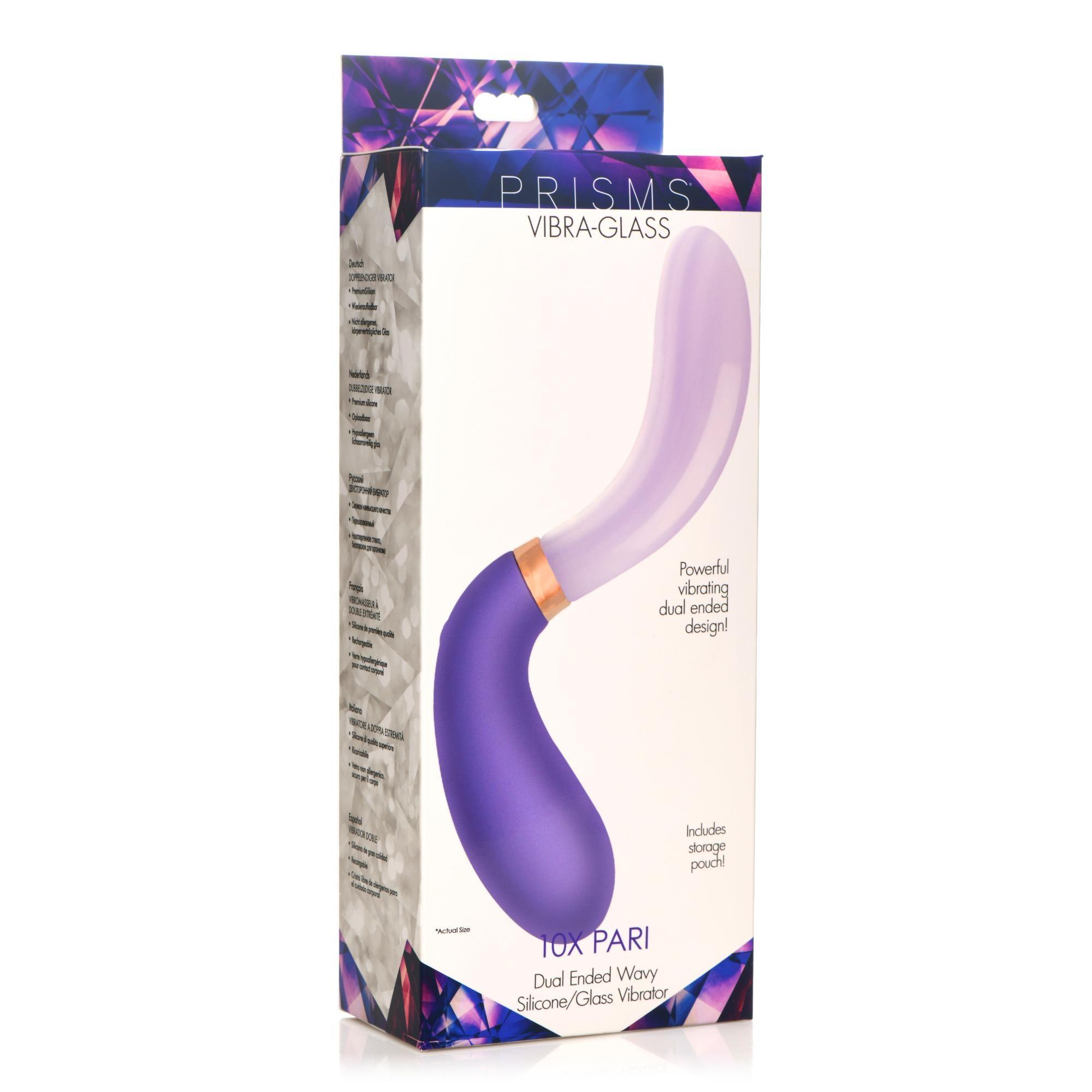 Prisms Erotic Glass Vibra-Glass 10X Pari Dual Ended Wavy Silicone/Glass Vibrator - Buy At Luxury Toy X - Free 3-Day Shipping