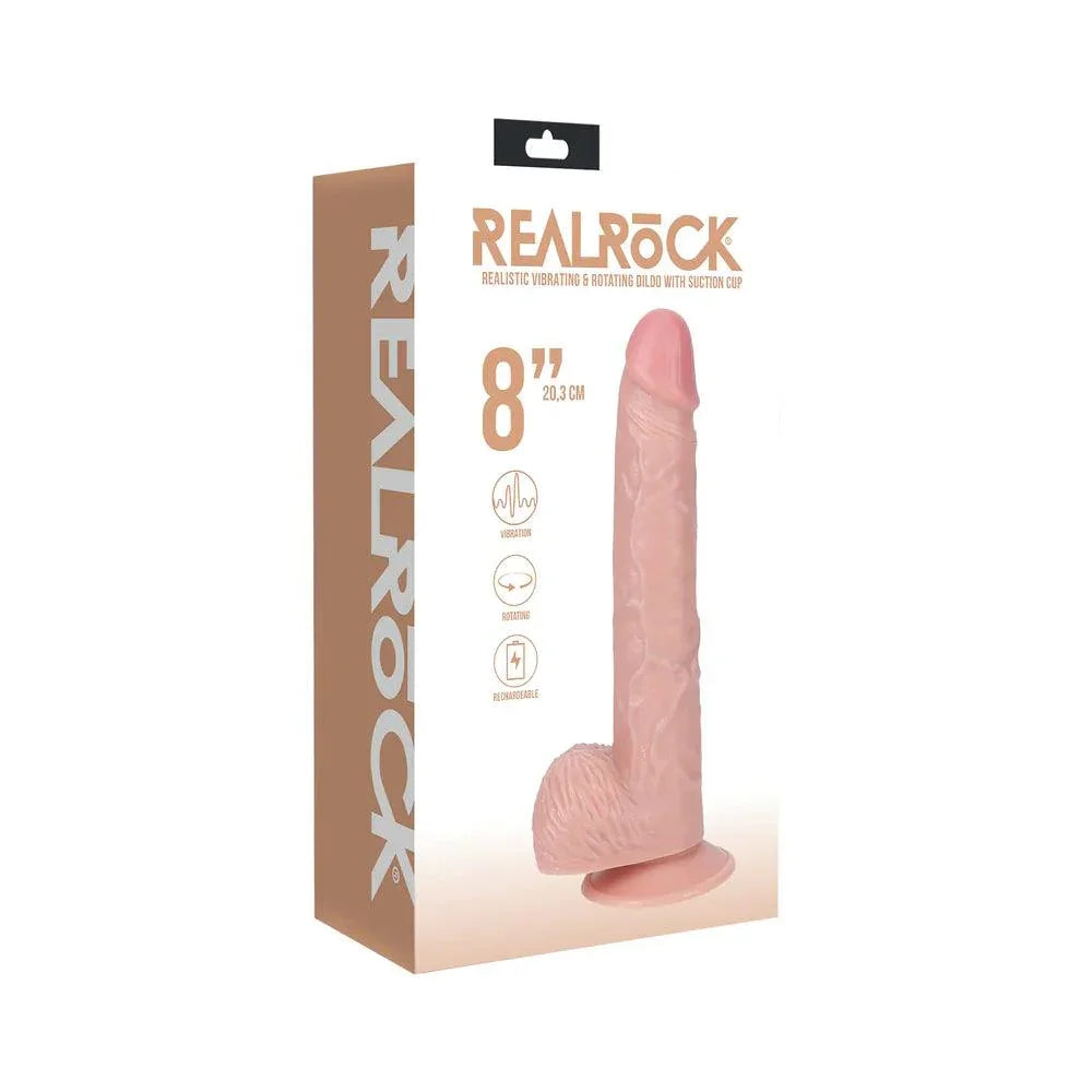 RealRock 8 in. Vibrating and Rotating Cock with Balls Regular Straight - Buy At Luxury Toy X - Free 3-Day Shipping
