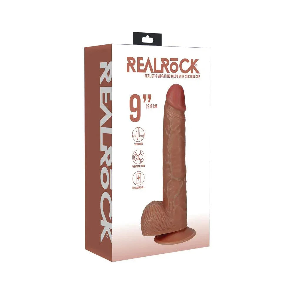 RealRock 9 in. Vibrating Cock with Balls Regular Straight - Buy At Luxury Toy X - Free 3-Day Shipping