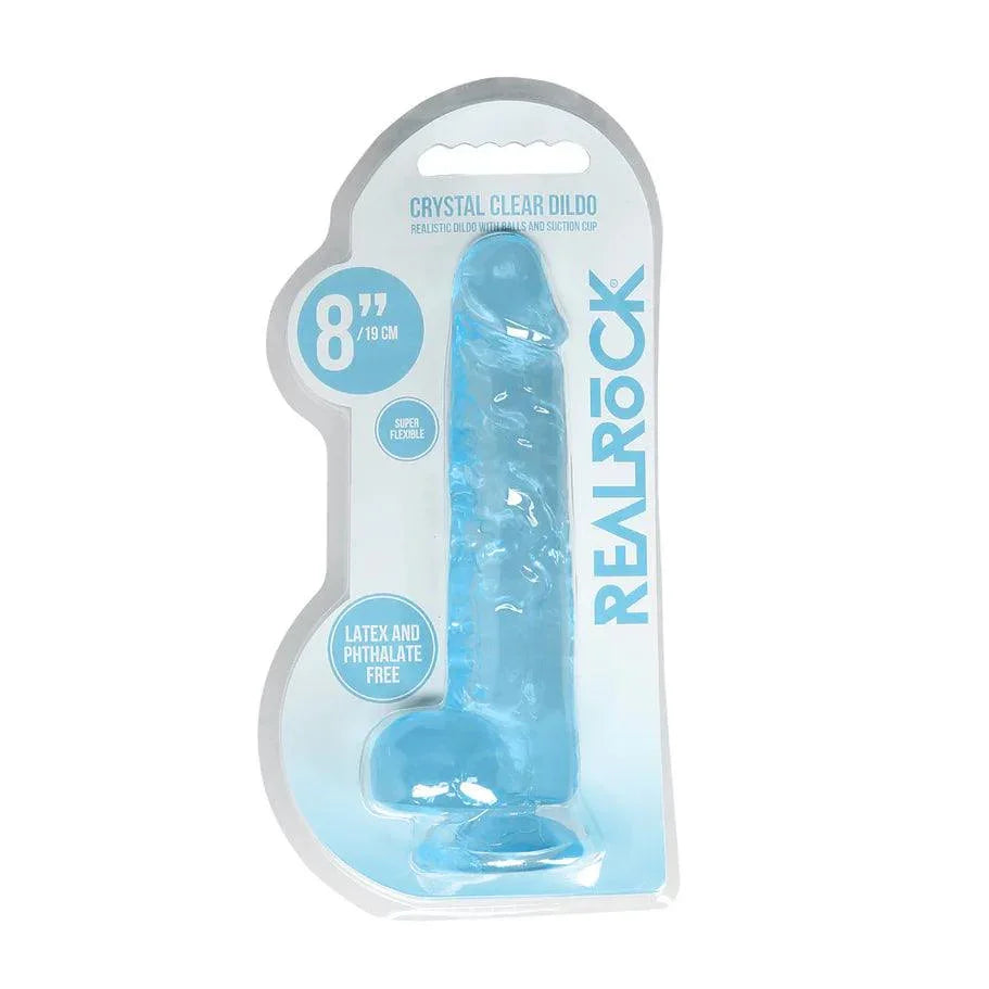 RealRock Crystal Clear Realistic 8 in. Dildo With Balls and Suction Cup - Buy At Luxury Toy X - Free 3-Day Shipping