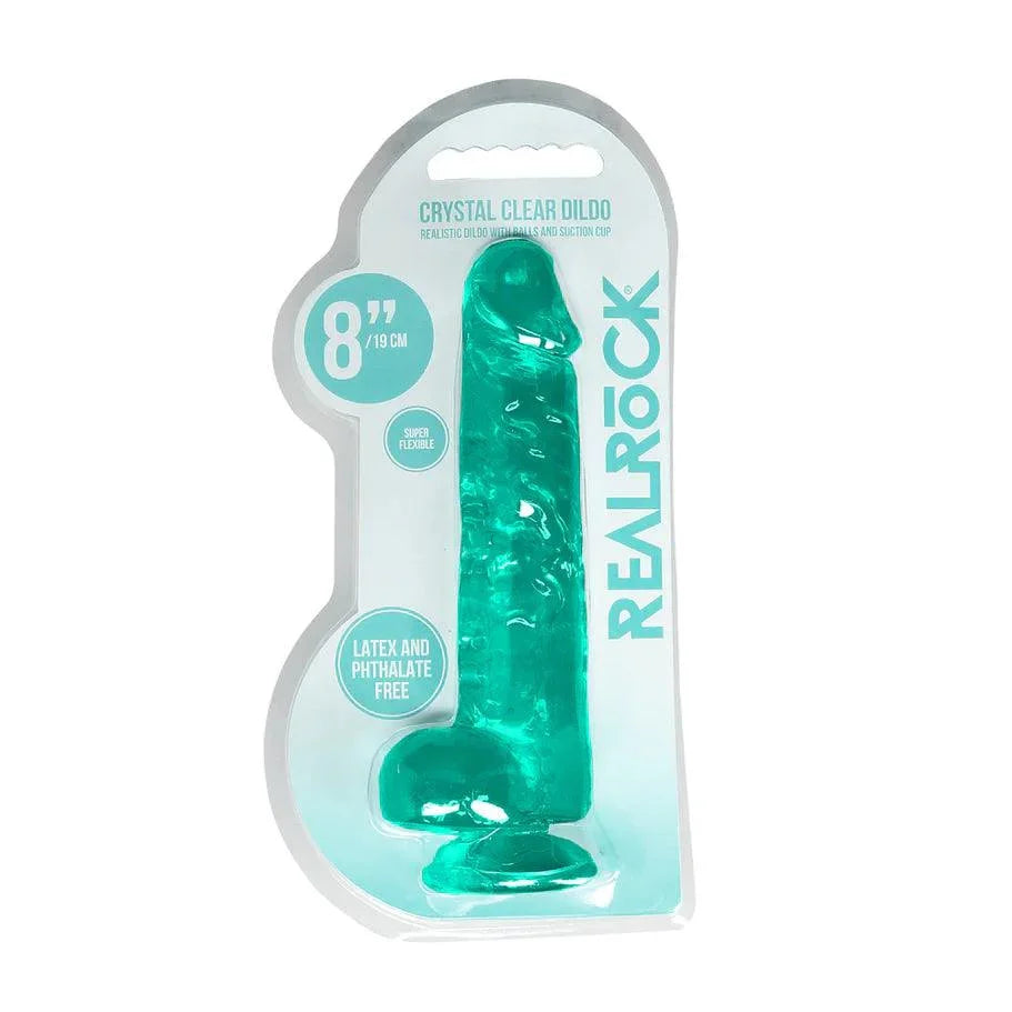 RealRock Crystal Clear Realistic 8 in. Dildo With Balls and Suction Cup - Buy At Luxury Toy X - Free 3-Day Shipping