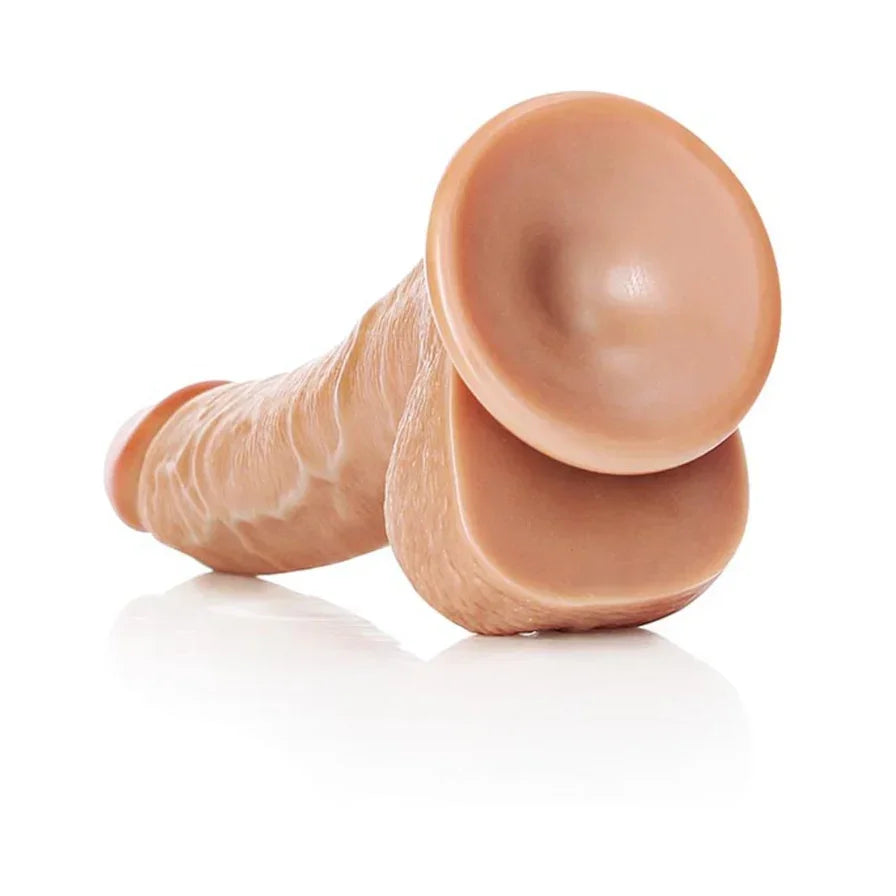 RealRock Curved Realistic Dildo with Balls and Suction Cup 8in - Buy At Luxury Toy X - Free 3-Day Shipping