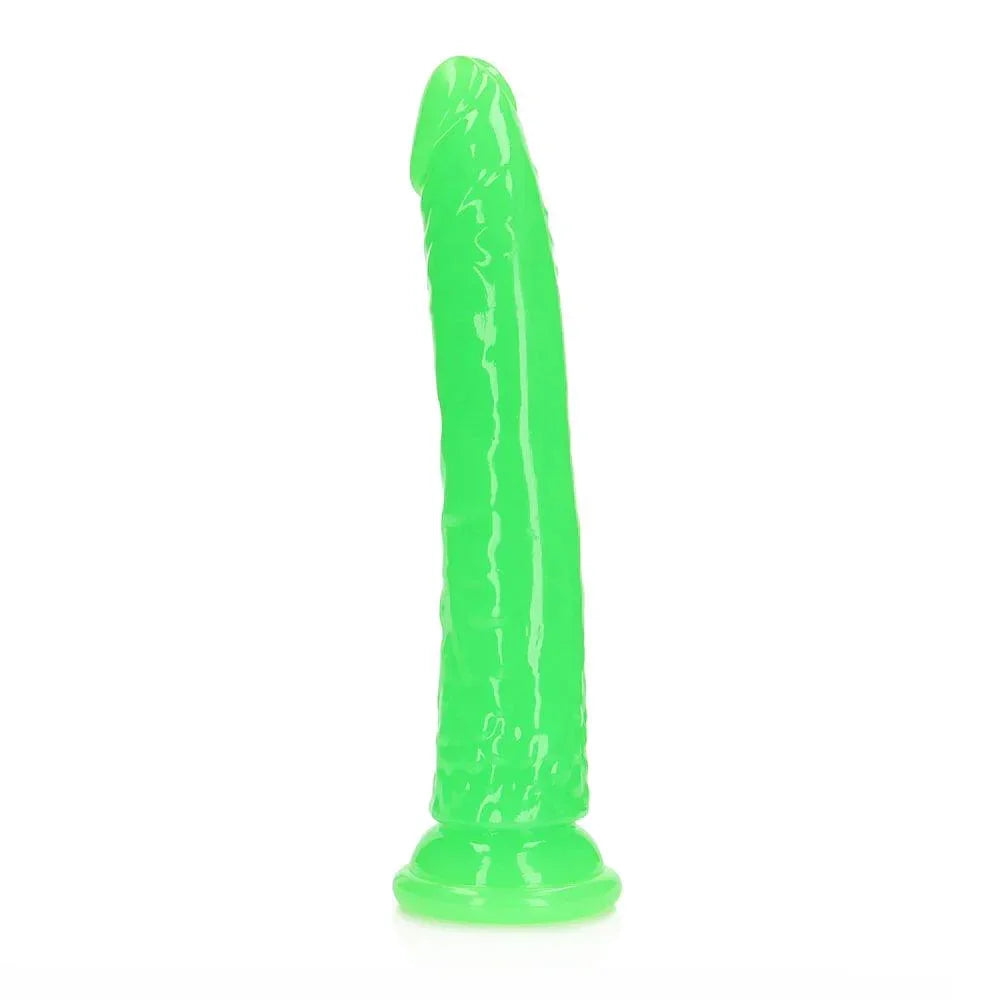 RealRock Glow in the Dark Slim 10 in. Dildo - Buy At Luxury Toy X - Free 3-Day Shipping