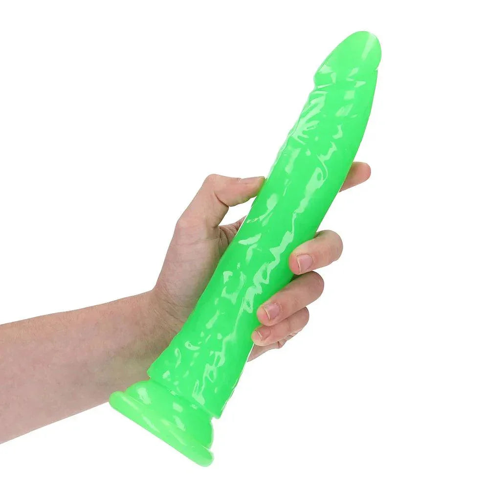 RealRock Glow in the Dark Slim 10 in. Dildo - Buy At Luxury Toy X - Free 3-Day Shipping