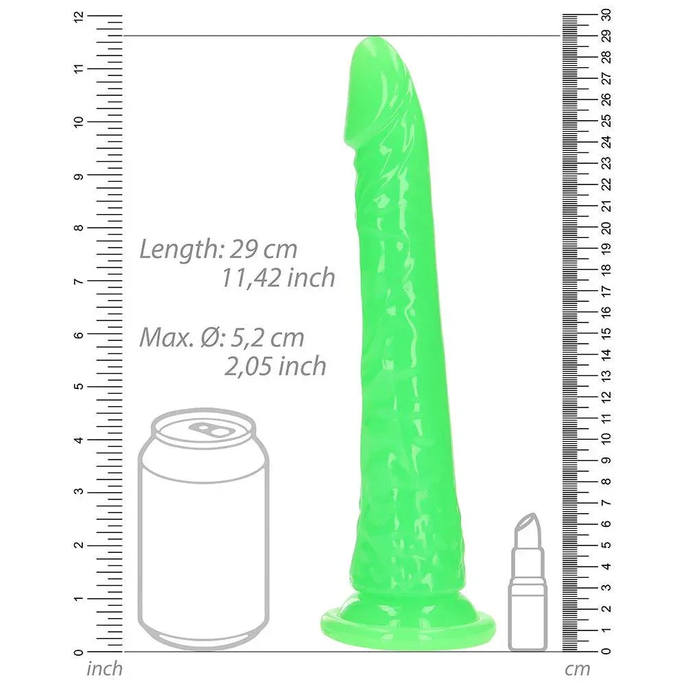 RealRock Glow in the Dark Slim 10 in. Dildo - Buy At Luxury Toy X - Free 3-Day Shipping