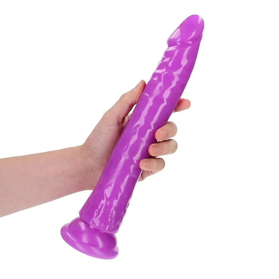 RealRock Glow in the Dark Slim 11 in. Dildo - Buy At Luxury Toy X - Free 3-Day Shipping