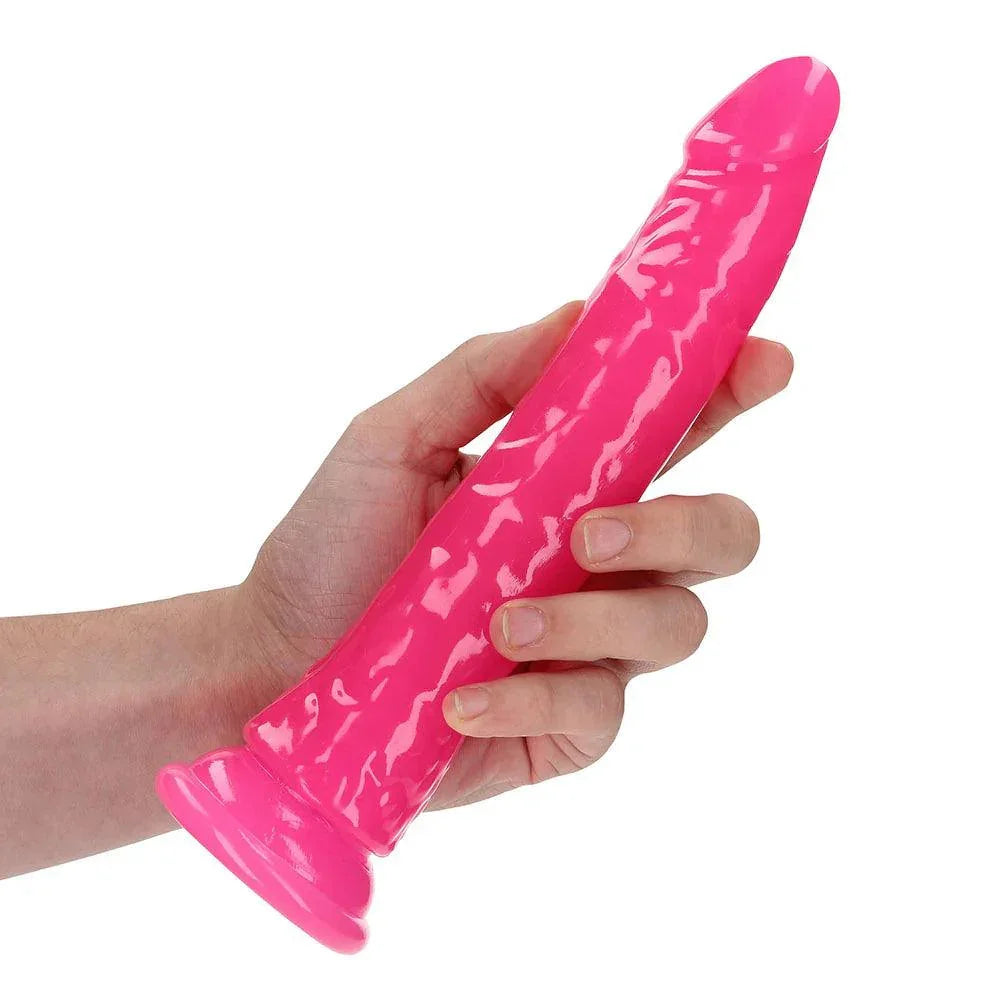 RealRock Glow in the Dark Slim 9 in. Dildo - Buy At Luxury Toy X - Free 3-Day Shipping