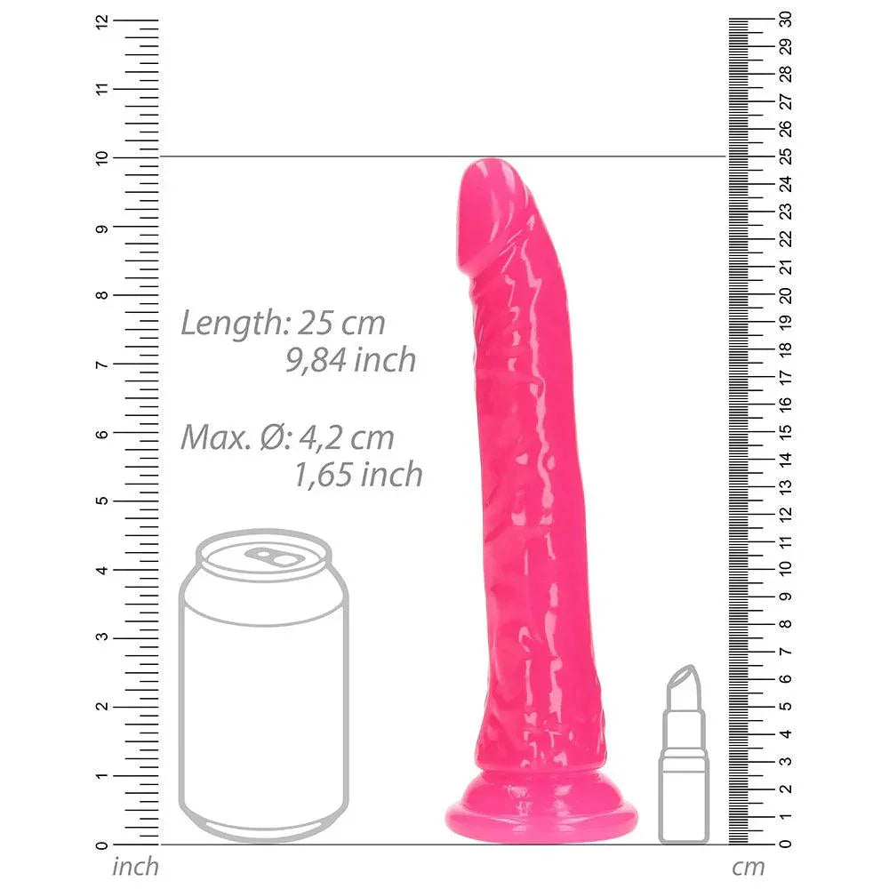 RealRock Glow in the Dark Slim 9 in. Dildo - Buy At Luxury Toy X - Free 3-Day Shipping