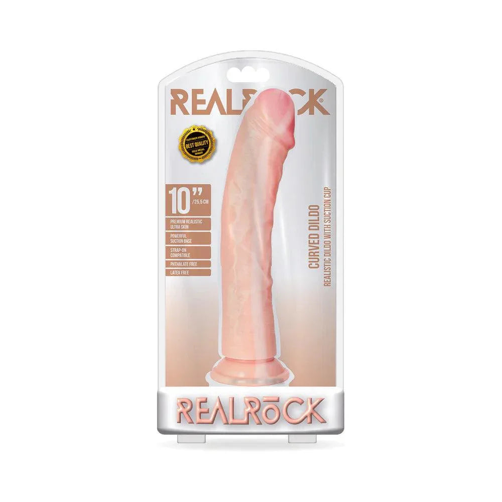 RealRock Realistic 10 in. Curved Dildo With Suction Cup - Buy At Luxury Toy X - Free 3-Day Shipping