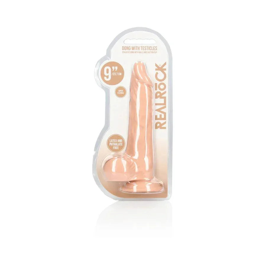 RealRock Realistic 9 in. Dildo With Balls and Suction Cup - Buy At Luxury Toy X - Free 3-Day Shipping