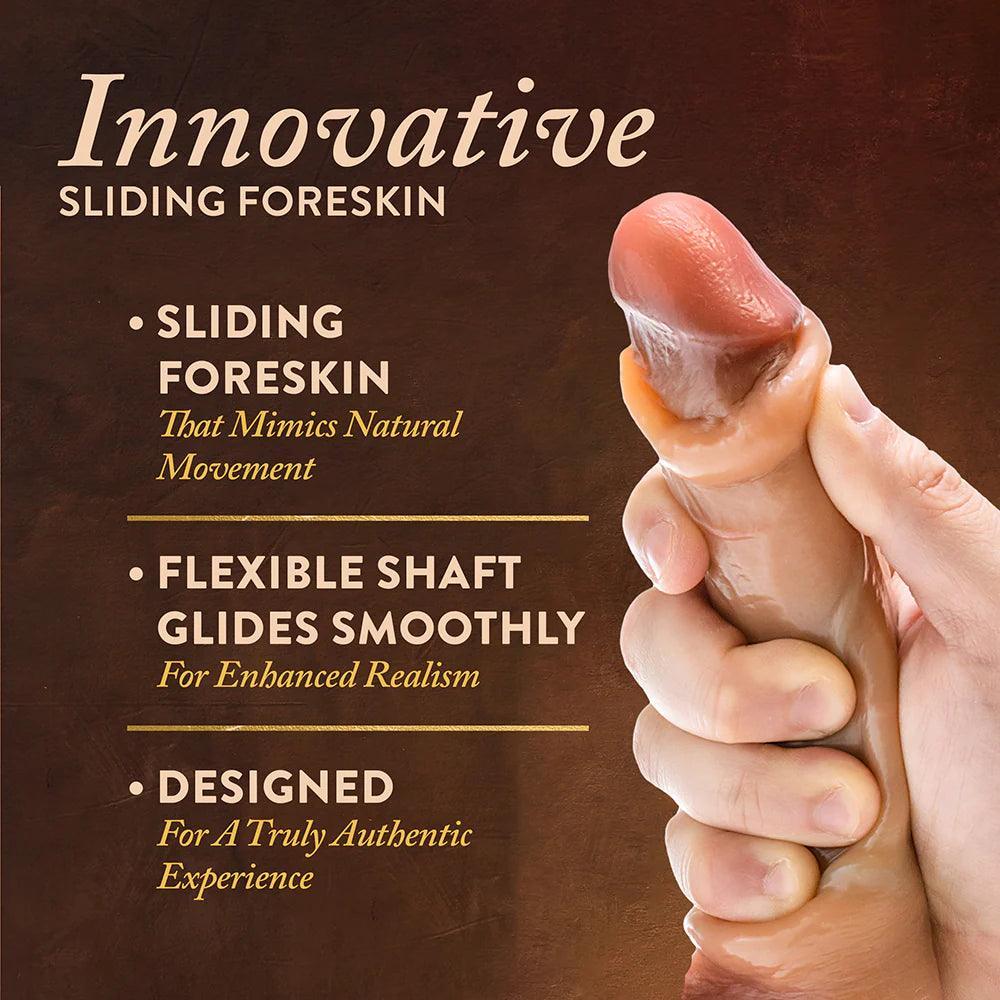 Renaissance DaVinci Sliding Foreskin Dildo with Squeezable Balls 8 in. - Buy At Luxury Toy X - Free 3-Day Shipping