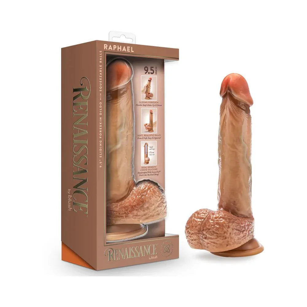 Renaissance Raphael Sliding Foreskin Dildo with Squeezable Balls 9.5 in. - Buy At Luxury Toy X - Free 3-Day Shipping