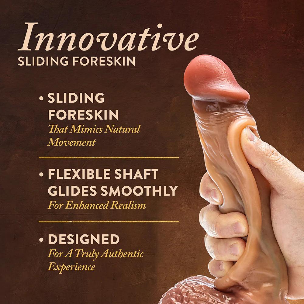 Renaissance Raphael Sliding Foreskin Dildo with Squeezable Balls 9.5 in. - Buy At Luxury Toy X - Free 3-Day Shipping