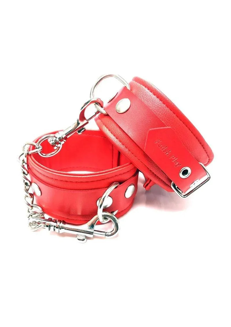Rouge Fetish Play Vegan Leather Wrist Cuffs - Buy At Luxury Toy X - Free 3-Day Shipping