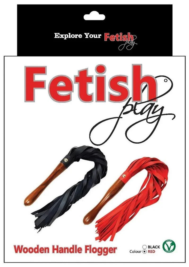 Rouge Fetish Play Wooden Handle Vegan Leather Flogger - Buy At Luxury Toy X - Free 3-Day Shipping