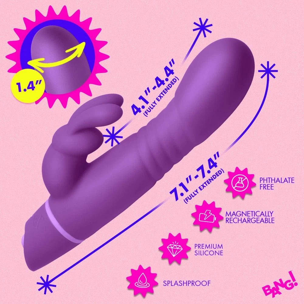 Bang! Thrusting Silicone Rabbit Vibrator – Dual Motor G-Spot Stimulator with Rotating Beads