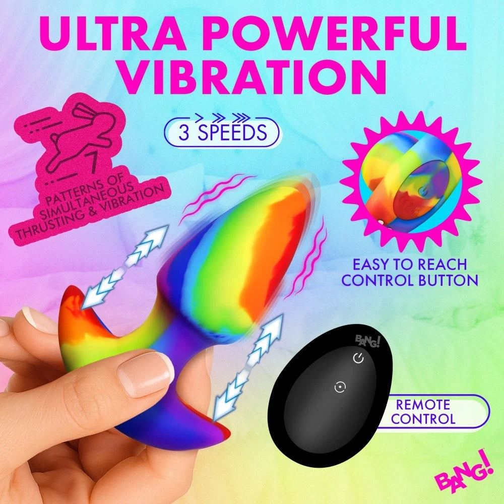 Bang Thrusting & Vibrating Silicone Butt Plug – Rechargeable Remote Control