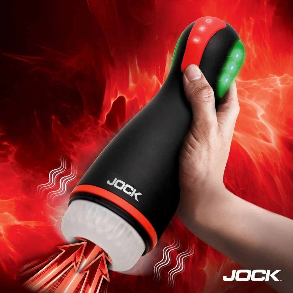 JOCK Blaze Vibrating, Sucking & Warming Rechargeable Masturbator