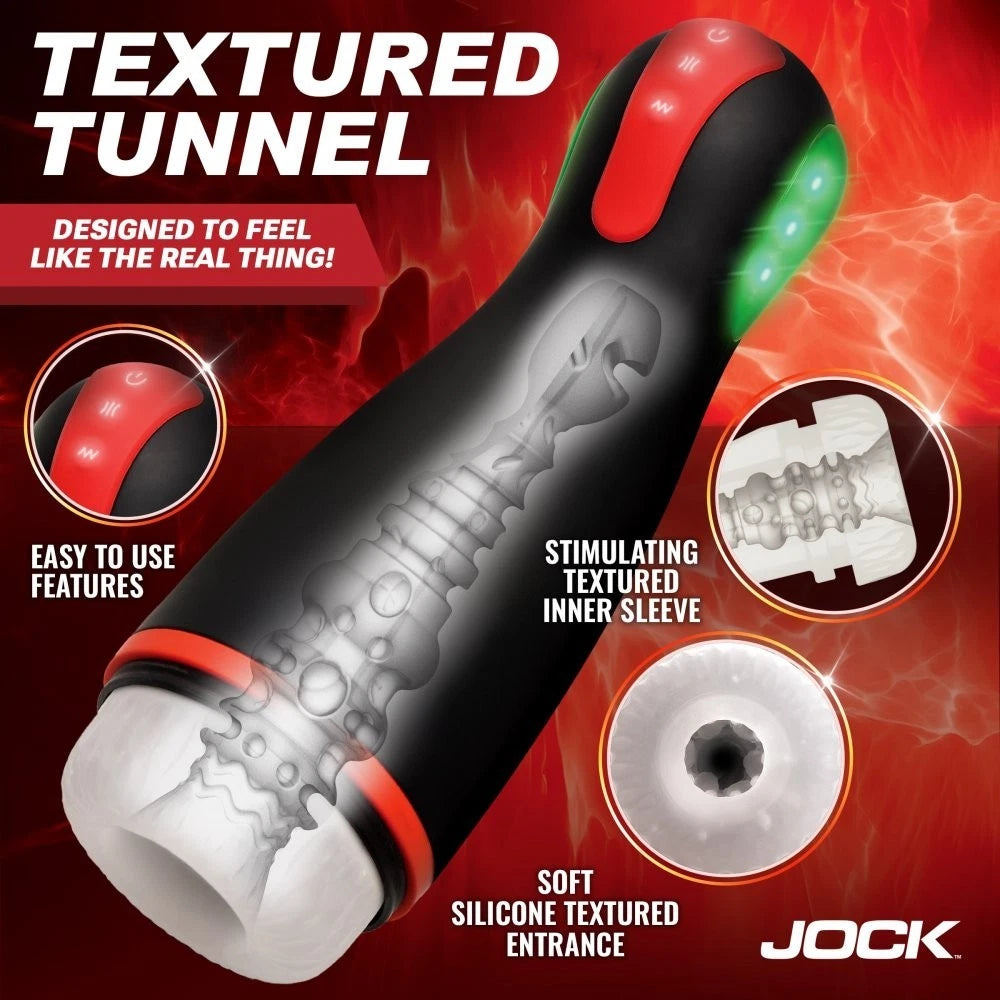 JOCK Blaze Vibrating, Sucking & Warming Rechargeable Masturbator