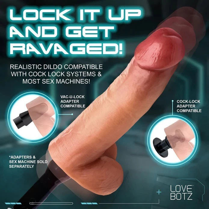 LoveBotz Cock Lock Realistic Dildo with Balls 8” – Machine Compatible PVC