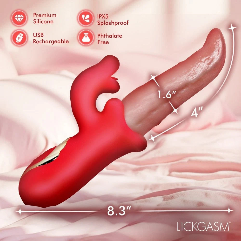 Lickgasm Deep Licker Rechargeable Silicone Tongue Vibrator with Clitoral Stimulator