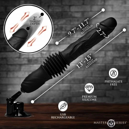 Master Series Double Pounder Thrusting Vibrating Dildo with Remote
