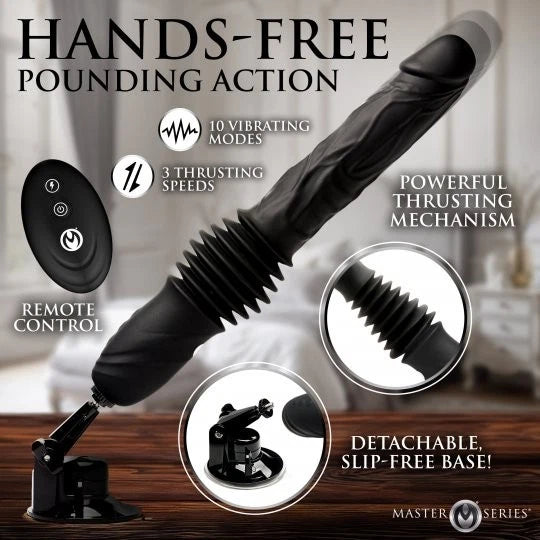 Master Series Double Pounder Thrusting Vibrating Dildo with Remote