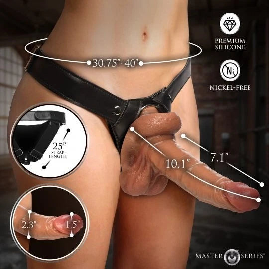 Master Series 9” Silicone Realistic Dildo with Harness – Strap-On Set with Adjustable Fit