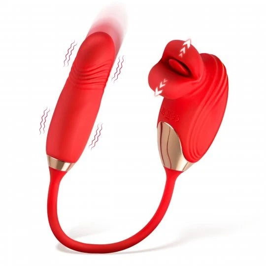 Lickgasm Bliss Kiss Rechargeable Silicone Kissing Clitoral Stimulator with Thrusting Vibrator