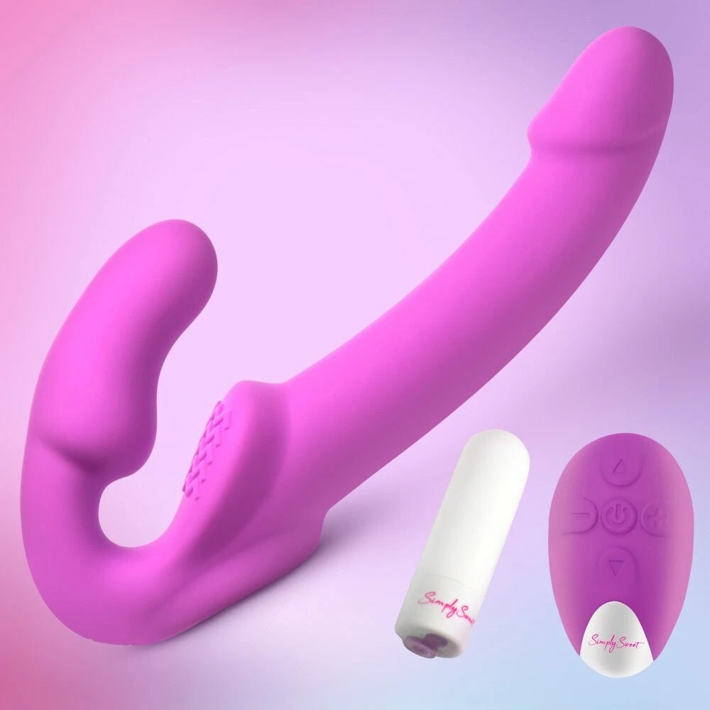 Simply Sweet Candy Crush Vibrating Rechargeable Silicone Strapless Strap-On with Remote