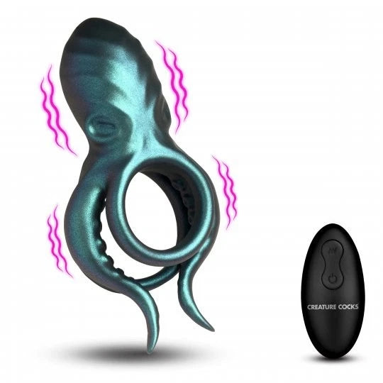 Creature Cocks Octo Grip Vibrating Rechargeable Silicone Cock Ring with Remote