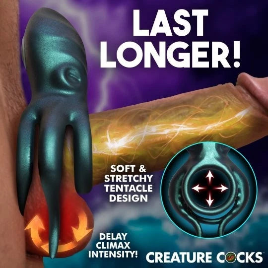 Creature Cocks Octo Grip Vibrating Rechargeable Silicone Cock Ring with Remote