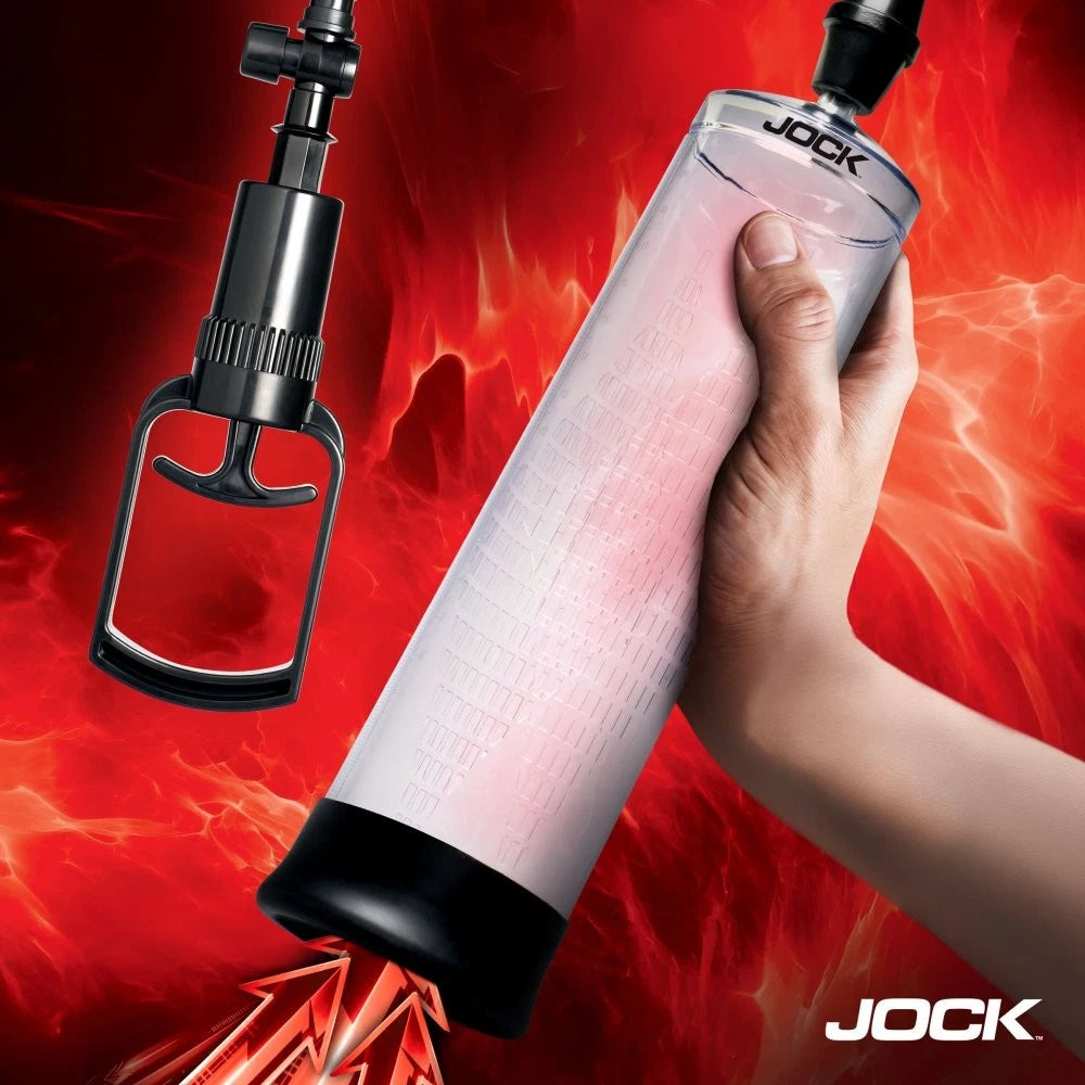 Jock Amp Up Penis Pump with Pull Rod – Manual Vacuum Pump with Graduated Cylinder