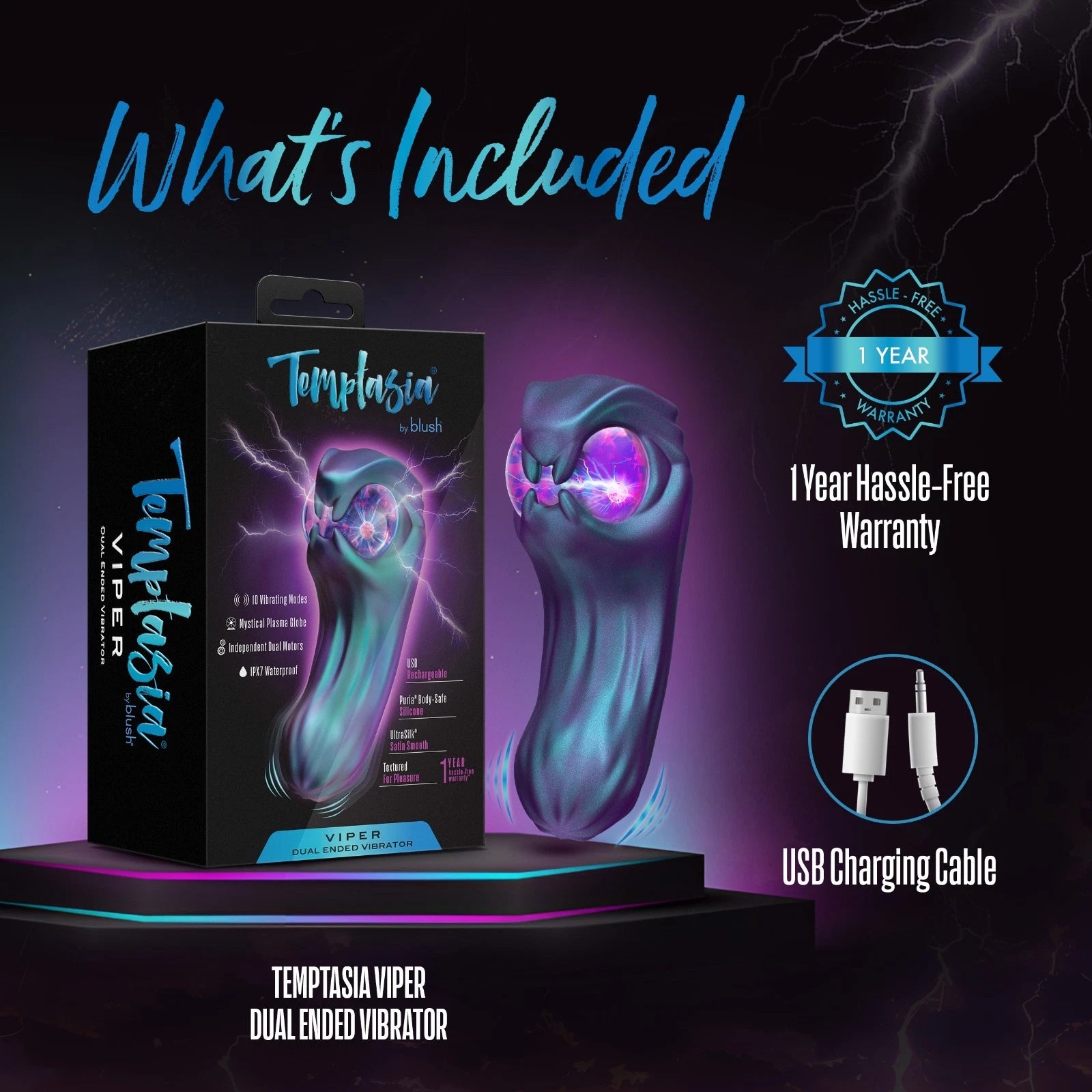 Temptasia Viper Rechargeable Dual End Silicone Vibrator