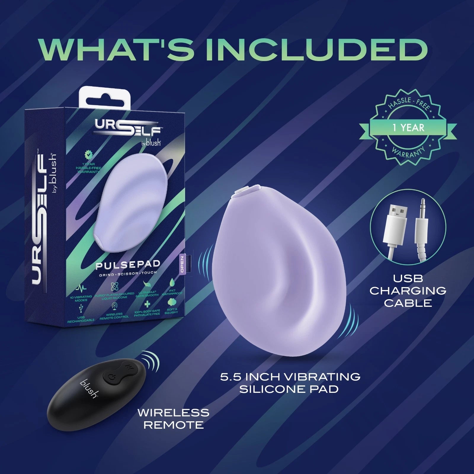 Urself Pulse Pad Rechargeable Silicone Grinder with Remote