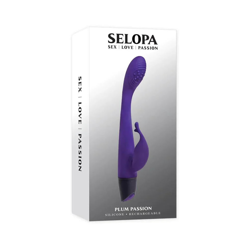 Selopa Plum Passion Rechargeable Silicone Vibrator with Clitoral Stimulator - Buy At Luxury Toy X - Free 3-Day Shipping
