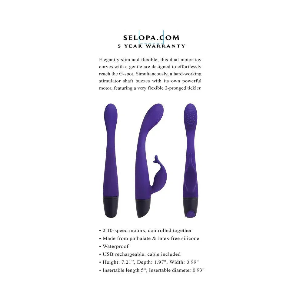 Selopa Plum Passion Rechargeable Silicone Vibrator with Clitoral Stimulator - Buy At Luxury Toy X - Free 3-Day Shipping