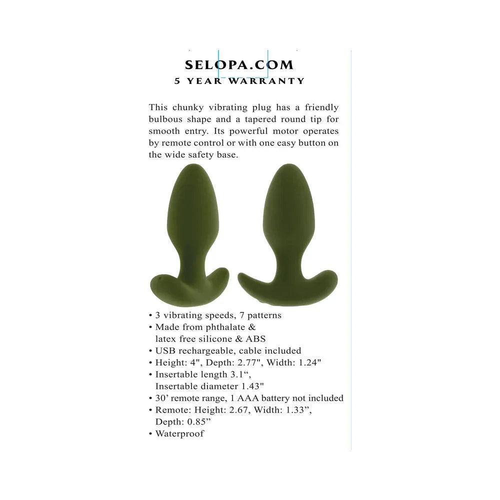 Selopa The Colonel Rechargeable Silicone Anal Plug - Buy At Luxury Toy X - Free 3-Day Shipping
