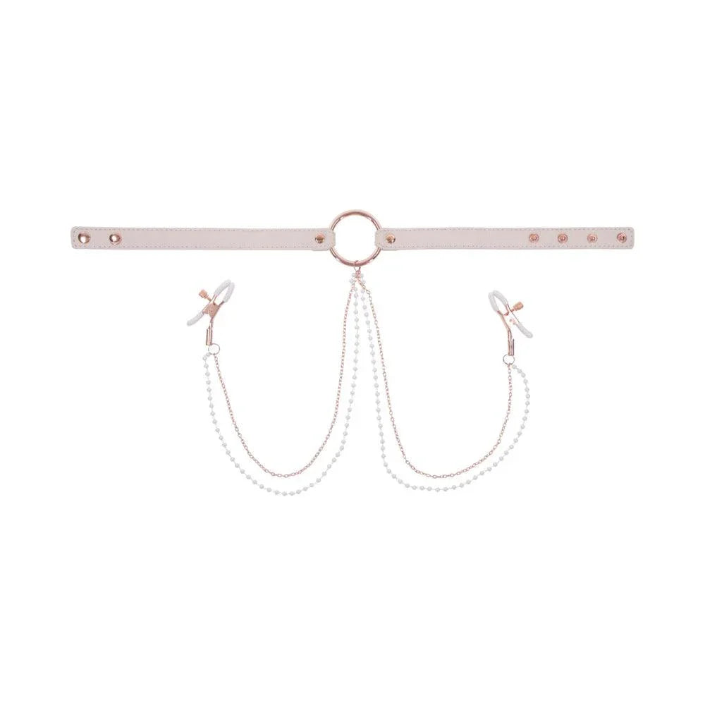 Sex & Mischief Peaches ‘n CreaMe Collar with Nipple Clamps - Buy At Luxury Toy X - Free 3-Day Shipping