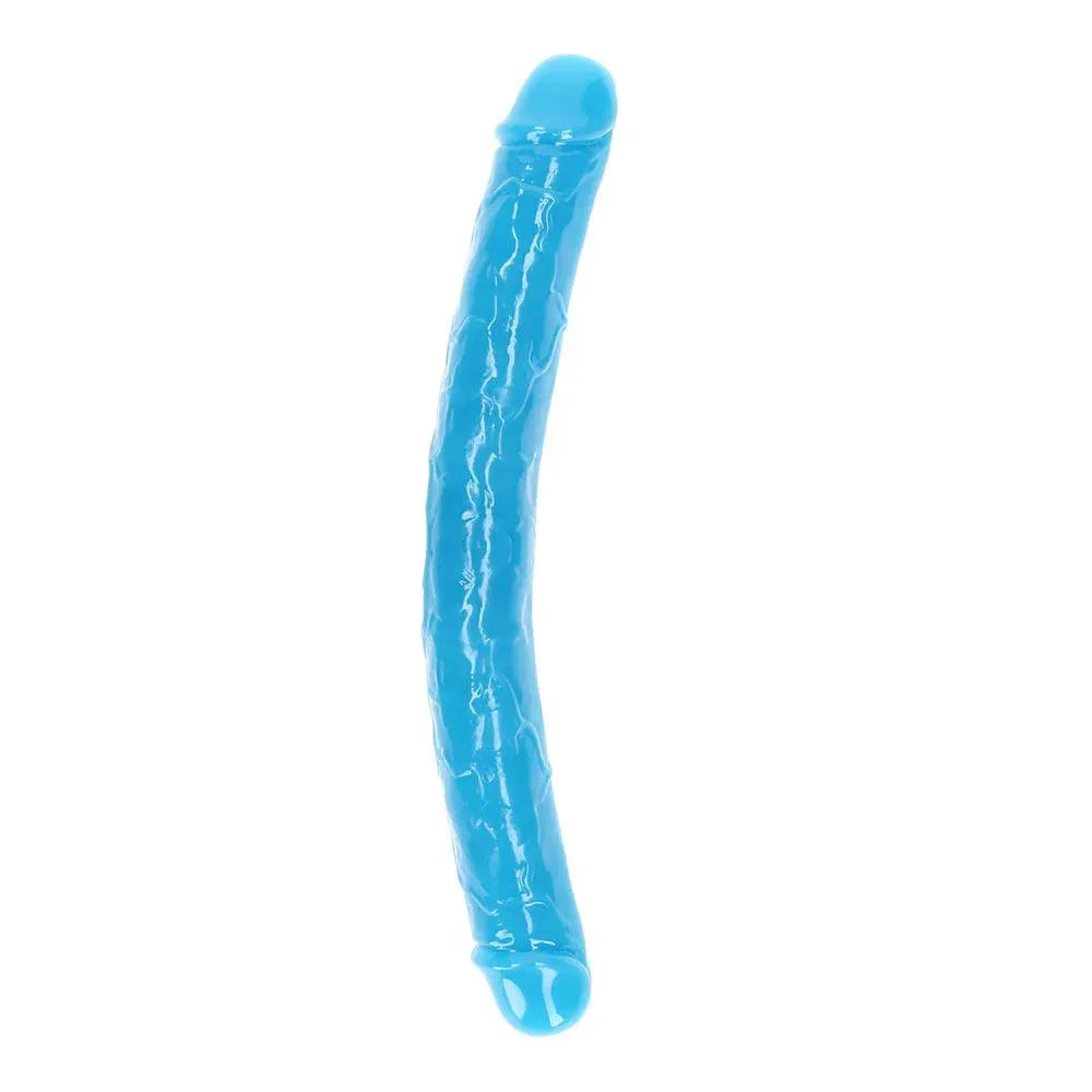 Shots RealRock Glow in the Dark Double Dong 15 in. Dual-Ended Dildo - Buy At Luxury Toy X - Free 3-Day Shipping