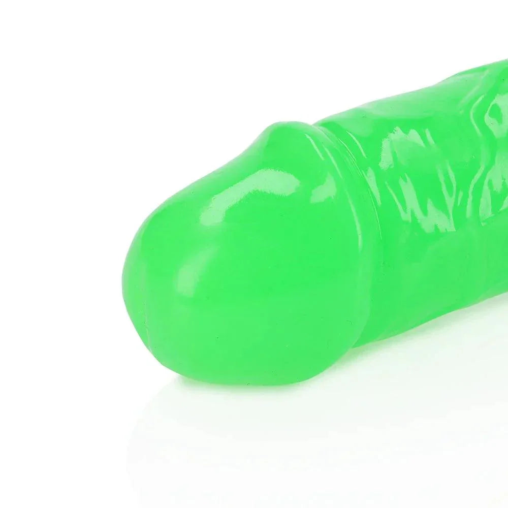 Shots RealRock Glow in the Dark Double Dong 15 in. Dual-Ended Dildo - Buy At Luxury Toy X - Free 3-Day Shipping