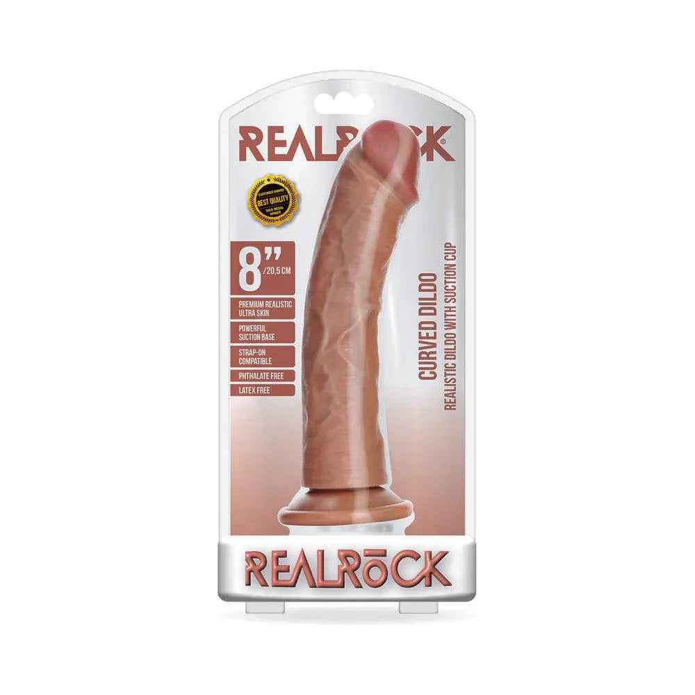 Shots RealRock Realistic 8 in. Curved Dildo With Suction Cup - Buy At Luxury Toy X - Free 3-Day Shipping