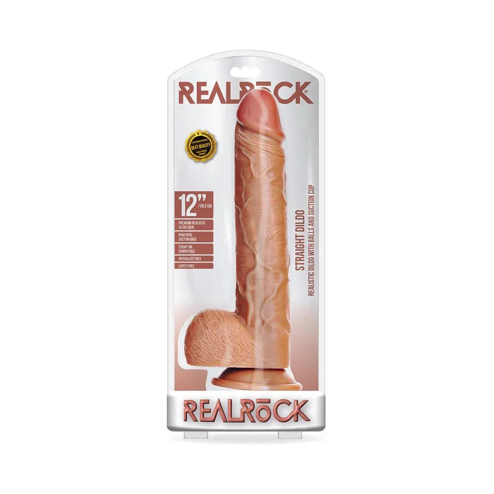 Shots RealRock Straight Realistic Dildo with Balls and Suction Cup 12in - Buy At Luxury Toy X - Free 3-Day Shipping