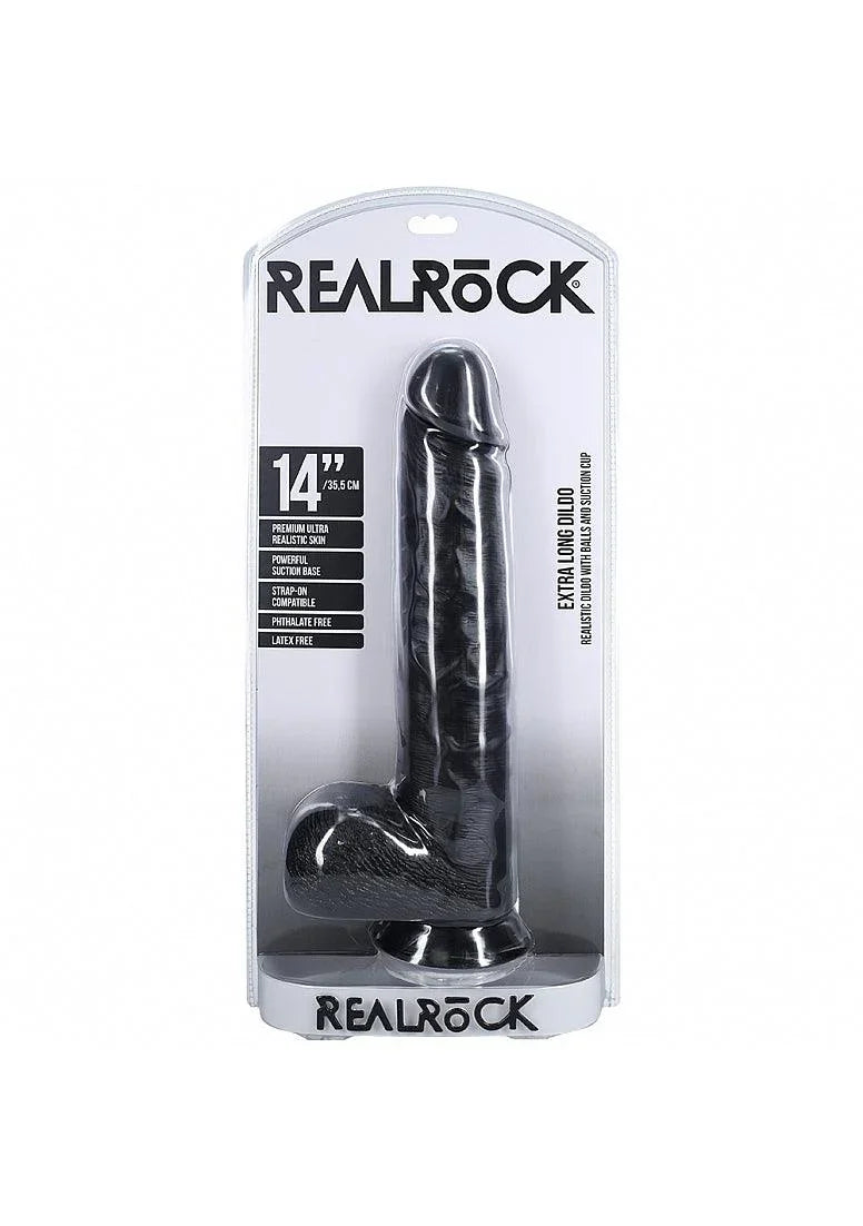 Shots RealRock Ultra Realistic Skin Extra Large Straight Dildo with Balls and Suction Cup 14in - Buy At Luxury Toy X - Free 3-Day Shipping