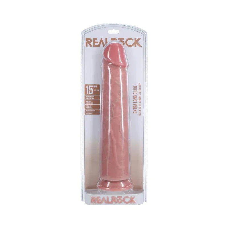 Shots RealRock Ultra Realistic Skin Extra Large Straight Dildo with Suction Cup 15in - Buy At Luxury Toy X - Free 3-Day Shipping